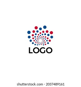 Abstract flower logo template, dots lotus vector logo concept for yoga and spa, cosmetic brand and eastern medicine emblem