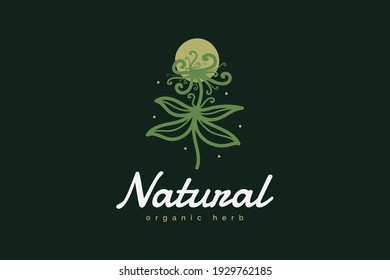Abstract Flower Logo Template with Line Concept in Vintage Style. Feminine Logo for Beauty, Florist, Fashion Blogger or Studio Logo