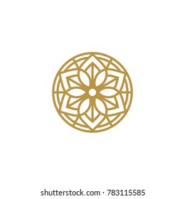 Abstract flower logo template luxury mandala. Leaf looped beauty spa brand design logotype vector illustration