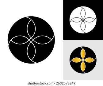 abstract flower logo vector with elegant and minimalist circular shape that looks beautiful for beauty product or business logo