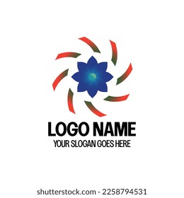 Abstract flower Logo vector symbol illustration. Fan Icon. Simple Minimalist Logo for Company