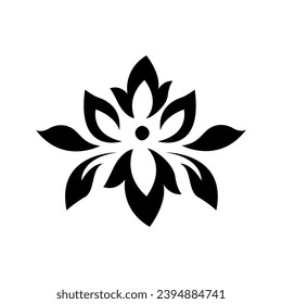 Abstract flower, lotus, decorative element, clip art in black lines on white background