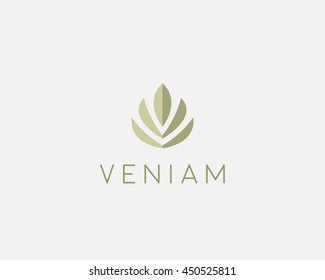 Abstract flower lotus logo icon design. Elegant crown diadem logotype symbol. Universal premium leaf tree zen vector sign.