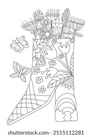 abstract flower made from lines for coloring. Flower coloring book. vector illustration.