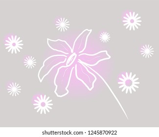Abstract flower made from white lines on a light background.