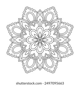 Abstract flower mandala coloring book page. Easy Mandala Coloring Book Pages for Adults to Relax, Experiences Give Relief. Resizeable Vector File