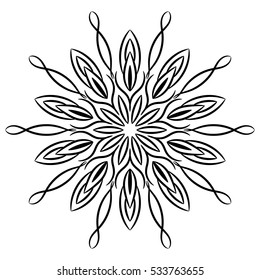 Abstract Flower Mandala. Decorative element for design. Vector. Hand-drawn doodles natural snowflake. Zentangle mandala style. Good idea for greeting cards, invitations, prints, textiles, tattoo.