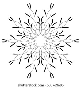 Abstract Flower Mandala. Decorative element for design. Vector. Hand-drawn doodles natural snowflake. Zentangle mandala style. Good idea for greeting cards, invitations, prints, textiles, tattoo.