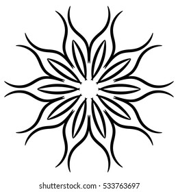 Abstract Flower Mandala. Decorative element for design. Vector. Hand-drawn doodles natural snowflake. Zentangle mandala style. Good idea for greeting cards, invitations, prints, textiles, tattoo.