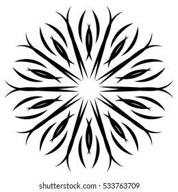 Abstract Flower Mandala. Decorative element for design. Vector. Hand-drawn doodles natural snowflake. Zentangle mandala style. Good idea for greeting cards, invitations, prints, textiles, tattoo.