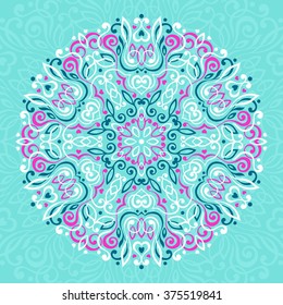 Abstract Flower Mandala. Decorative ethnic element for design. Vector illustration.