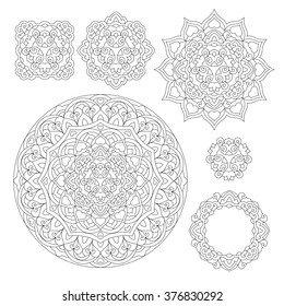 Abstract Flower Mandala. Decorative ethnic elements for design. Vector illustration.