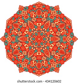Abstract Flower Mandala. Decorative ethnic element for design. Vector illustration.