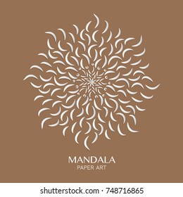 Abstract flower mandala logo design with paper art style, vector design