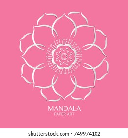 Abstract flower mandala logo design with paper cutting style, vector illustrate