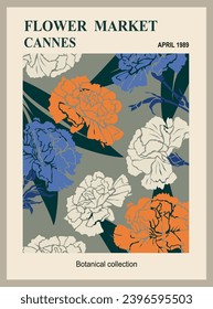 Abstract Flower Market Cannes poster vector art.