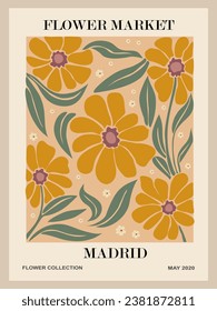 Abstract Flower Market Madrid poster vector art. 