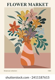 Abstract Flower Market poster with Lily flowers. 