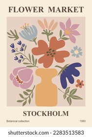 Abstract Flower Market print Stockholm vector art.