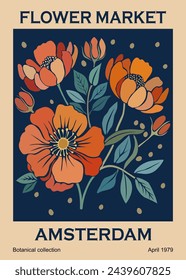 Abstract Flower Market vector wall art poster. 