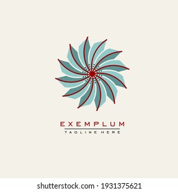 Abstract flower, mill, wheel. Template for creating a creative logo, emblem.