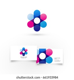 Abstract flower. Modern icon design logo element with business card template. Best for identity and logotypes. 
