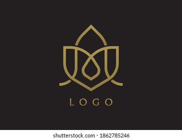 Resumen Logotipo del vector de oro monograma de flor