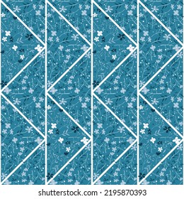 Abstract flower mosaic seamless pattern. Vintage floral ornament. Creative botanical backdrop. Design for fabric, textile print, surface, wrapping, cover. Vector illustration