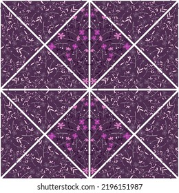 Abstract flower mosaic seamless pattern. Vintage floral ornament. Creative botanical backdrop. Design for fabric, textile print, surface, wrapping, cover. Vector illustration
