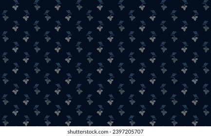 Abstract flower natural imitation motif seamless pattern. Blue and gray element on dark blue background,for fabric textile masculine male shirt ladies dress decoration print