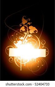 Abstract with flower on a black background
