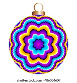 Abstract flower on a colorful christmas ball (motion illusion)