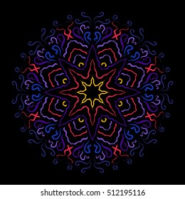 Abstract flower on a dark background. Bright colors. The stylized image.