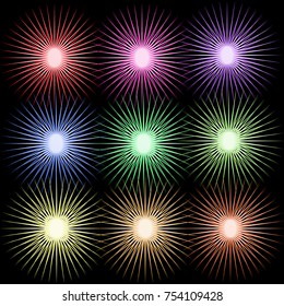 Abstract flower on a dark background. Flat design, vector.