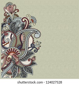 Abstract flower on pattern background. Greeting card