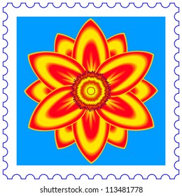 Abstract flower on a postage stamp