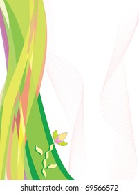 Abstract flower on waves background with place for your text. Vector EPS illustration.