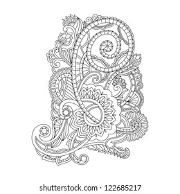 Abstract flower on white background. Indian design
