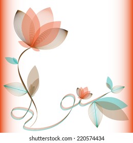 Abstract flower on a white background, card