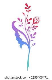 Abstract flower white background  Minimalistic bouquet vector illustration  Colorful gradient sprig 