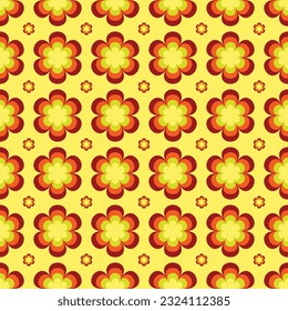 Abstract flower on yellow background pattern. Seamless vector background. Graphic modern pattern. Design element for web banners, posters, cards, wallpapers, backdrops. Vector illustration.