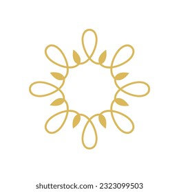 Imagen vectorial del logotipo de la hoja de adorno de flores abstracta