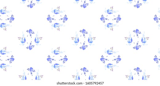 Abstract flower ornamental seamless pattern. Vector illustration like watercolor. Vector