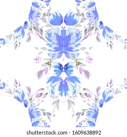 Abstract flower ornamental seamless pattern. Vector illustration like watercolor. vector