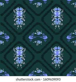 Abstract flower ornamental seamless pattern. Vector illustration like watercolor. vector