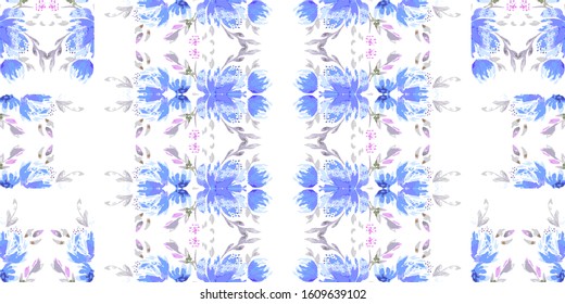 Abstract flower ornamental seamless pattern. Vector illustration like watercolor. vector