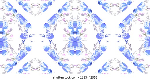 Abstract flower ornamental seamless pattern. Vector illustration like watercolor. Vector