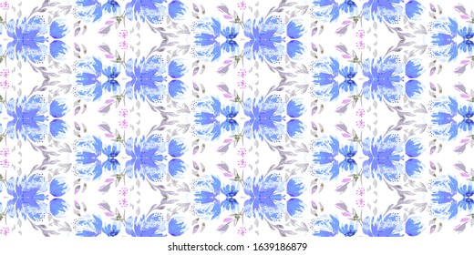 Abstract flower ornamental seamless pattern. Vector illustration like watercolor. vector