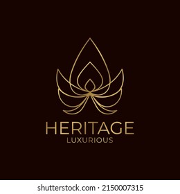 abstract flower outline style vector design suitable for heritage and luxury business logo
