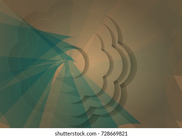 Abstract flower paper style on blue and vintage blown background,Vector illustration.